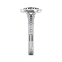 Platinum Oval Halo Micro-Pave Engagement Ring