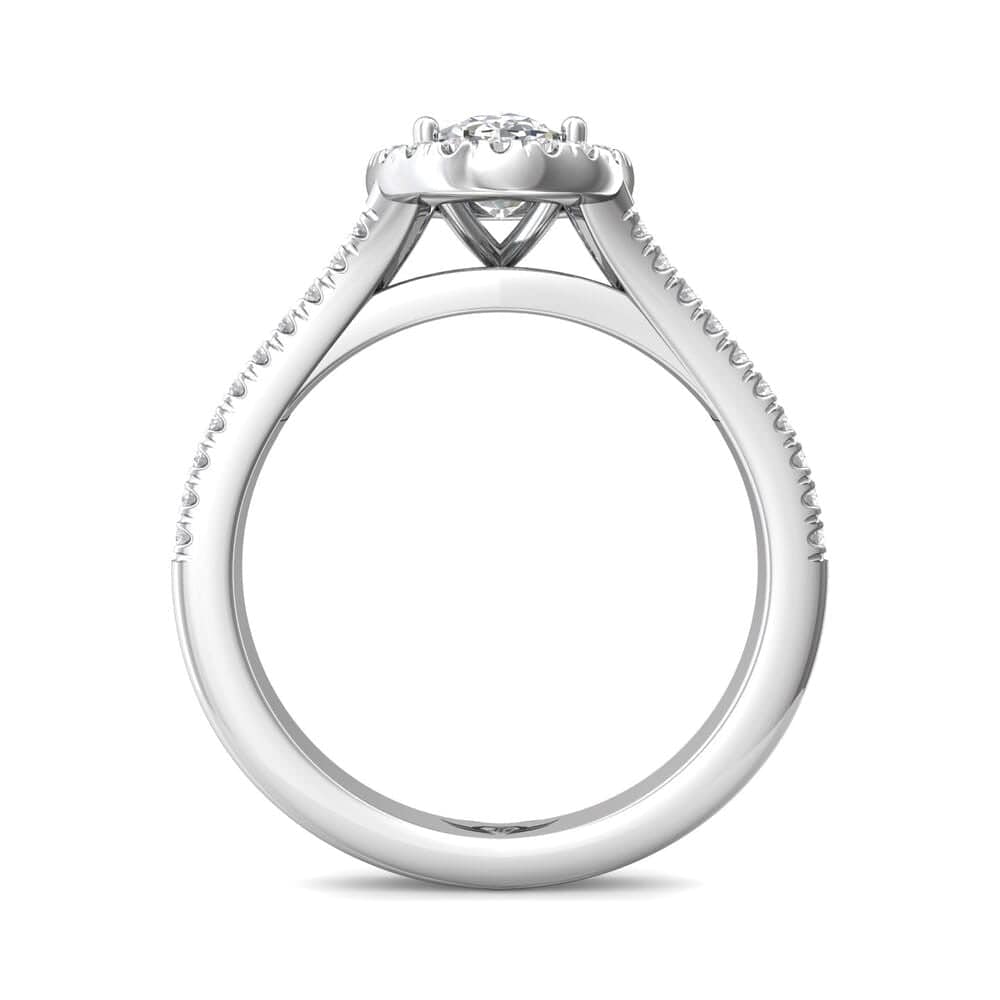 Platinum Oval Halo Micro-Pave Engagement Ring