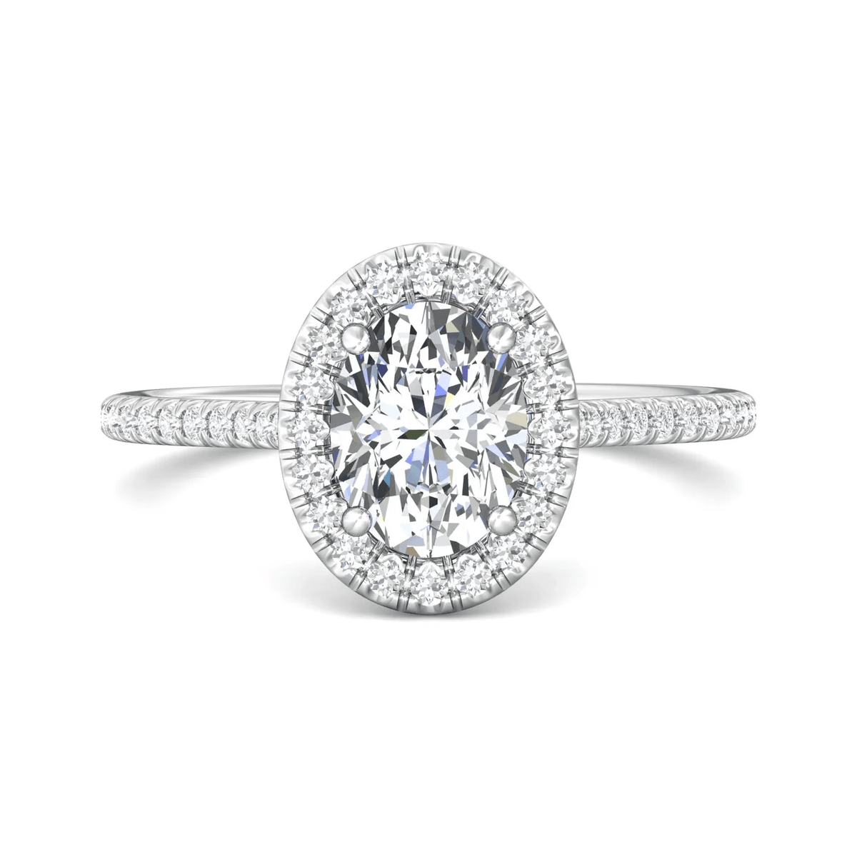 Platinum Oval Diamond Halo Engagement Ring