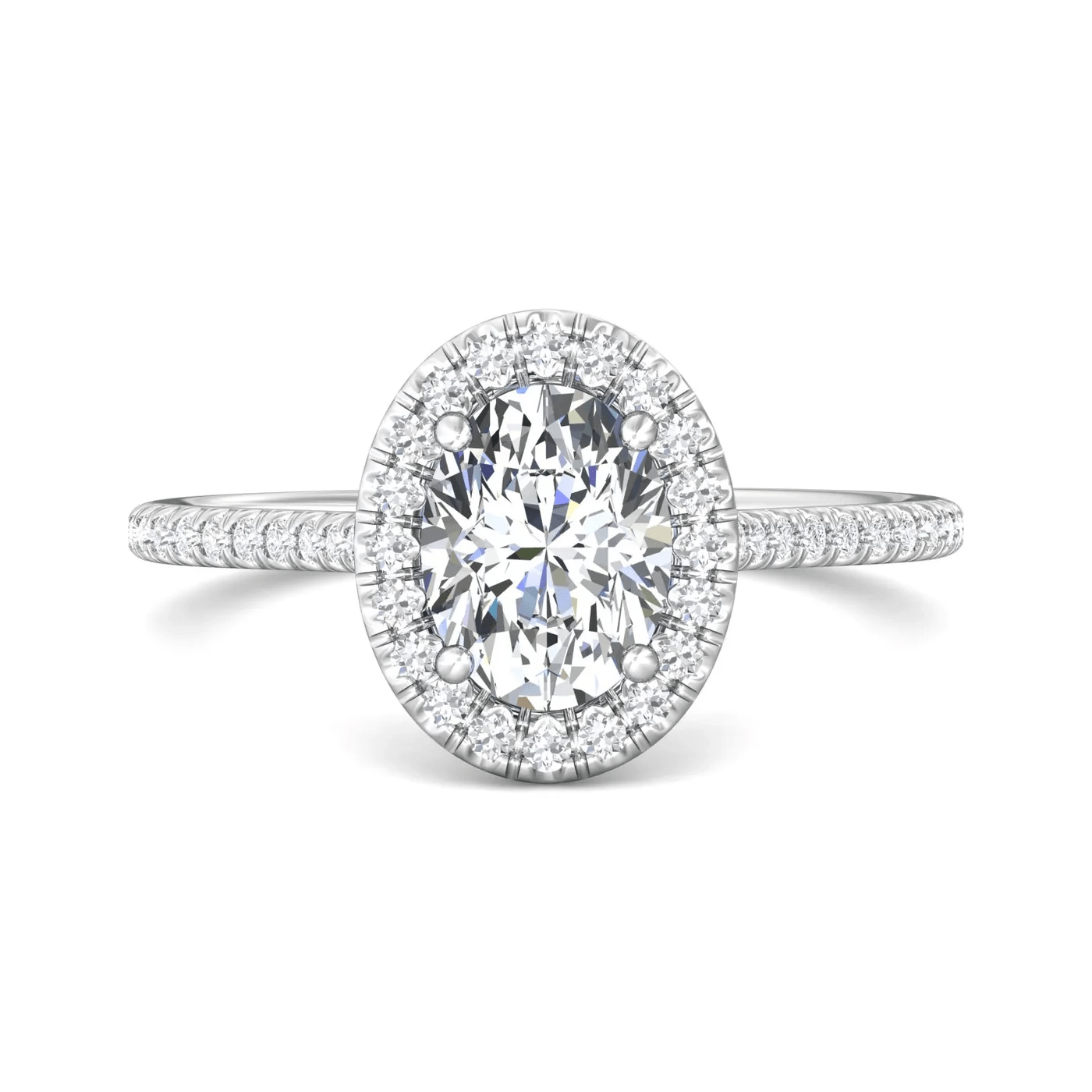 Platinum Oval Diamond Halo Engagement Ring