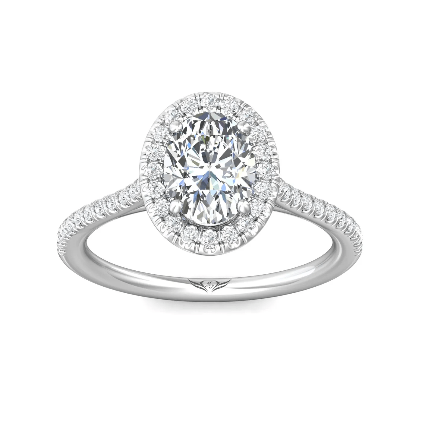 Platinum Oval Diamond Halo Engagement Ring