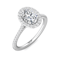 Platinum Oval Diamond Halo Engagement Ring