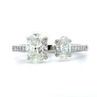 Platinum 2 Stone Oval Open Engagement Ring, Platinum, Long's Jewelers