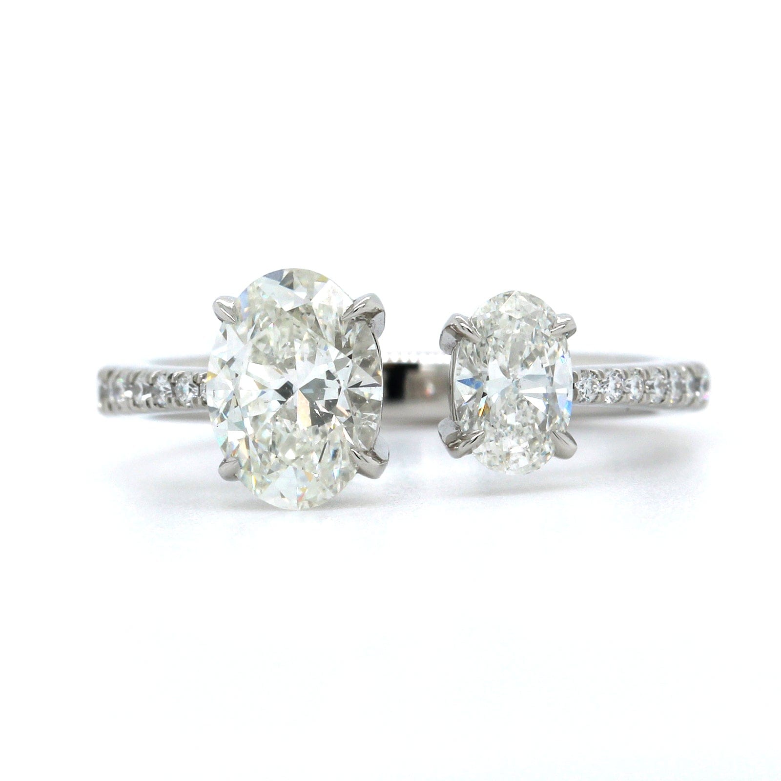 Platinum 2 Stone Oval Open Engagement Ring, Platinum, Long's Jewelers