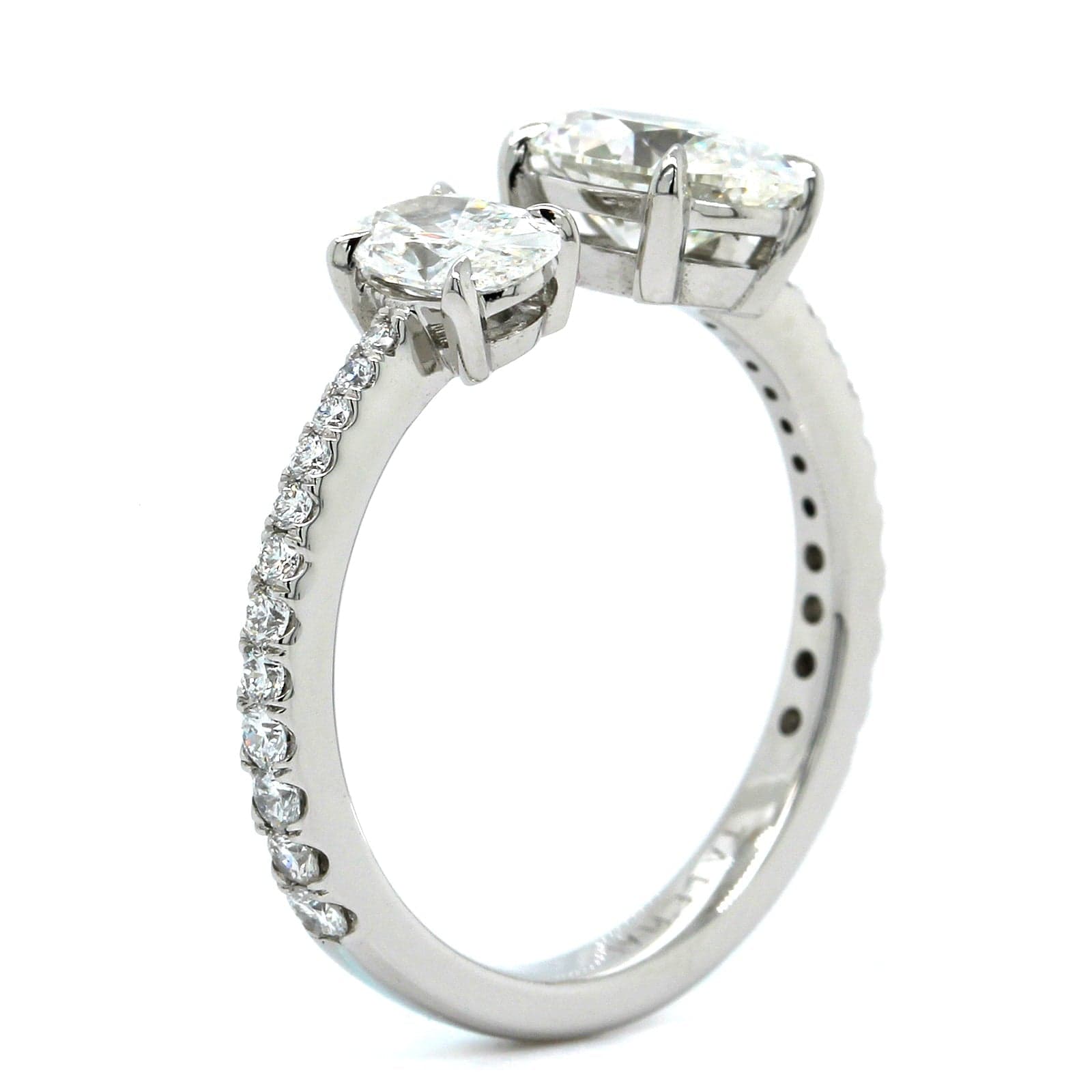 Platinum 2 Stone Oval Open Engagement Ring, Platinum, Long's Jewelers
