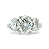 Platinum Oval 3 Stone Diamond Engagement Ring