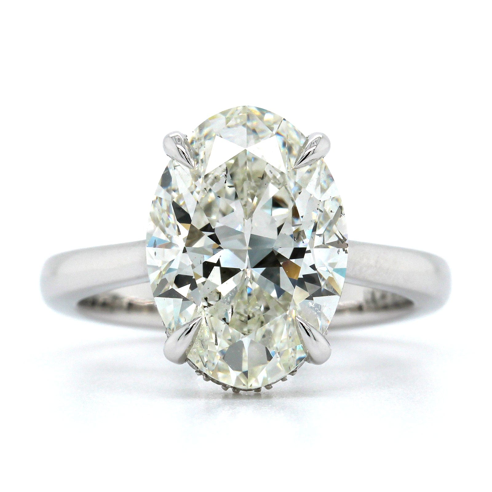 Platinum Oval Diamond Hidden Halo Engagement Ring