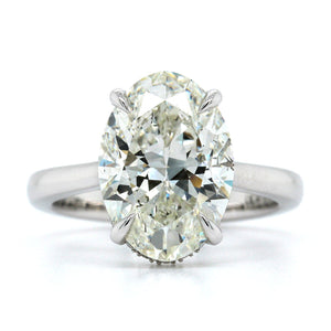 Platinum Oval Diamond Hidden Halo Engagement Ring