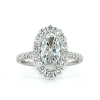 18K White Gold Oval Diamond Halo Engagement Ring, 18k white gold, Long's Jewelers
