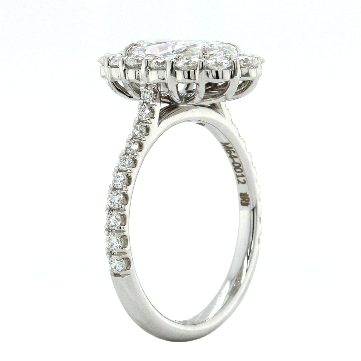18K White Gold Oval Diamond Halo Engagement Ring, 18k white gold, Long's Jewelers