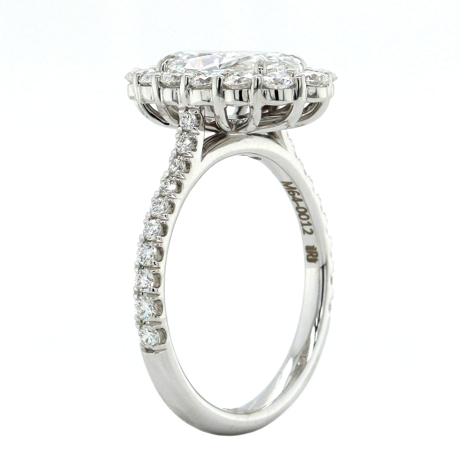 18K White Gold Oval Diamond Halo Engagement Ring, 18k white gold, Long's Jewelers