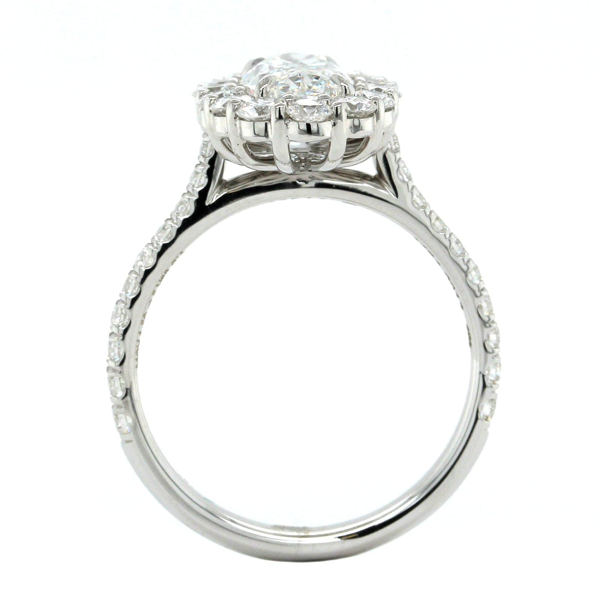 18K White Gold Oval Diamond Halo Engagement Ring, 18k white gold, Long's Jewelers