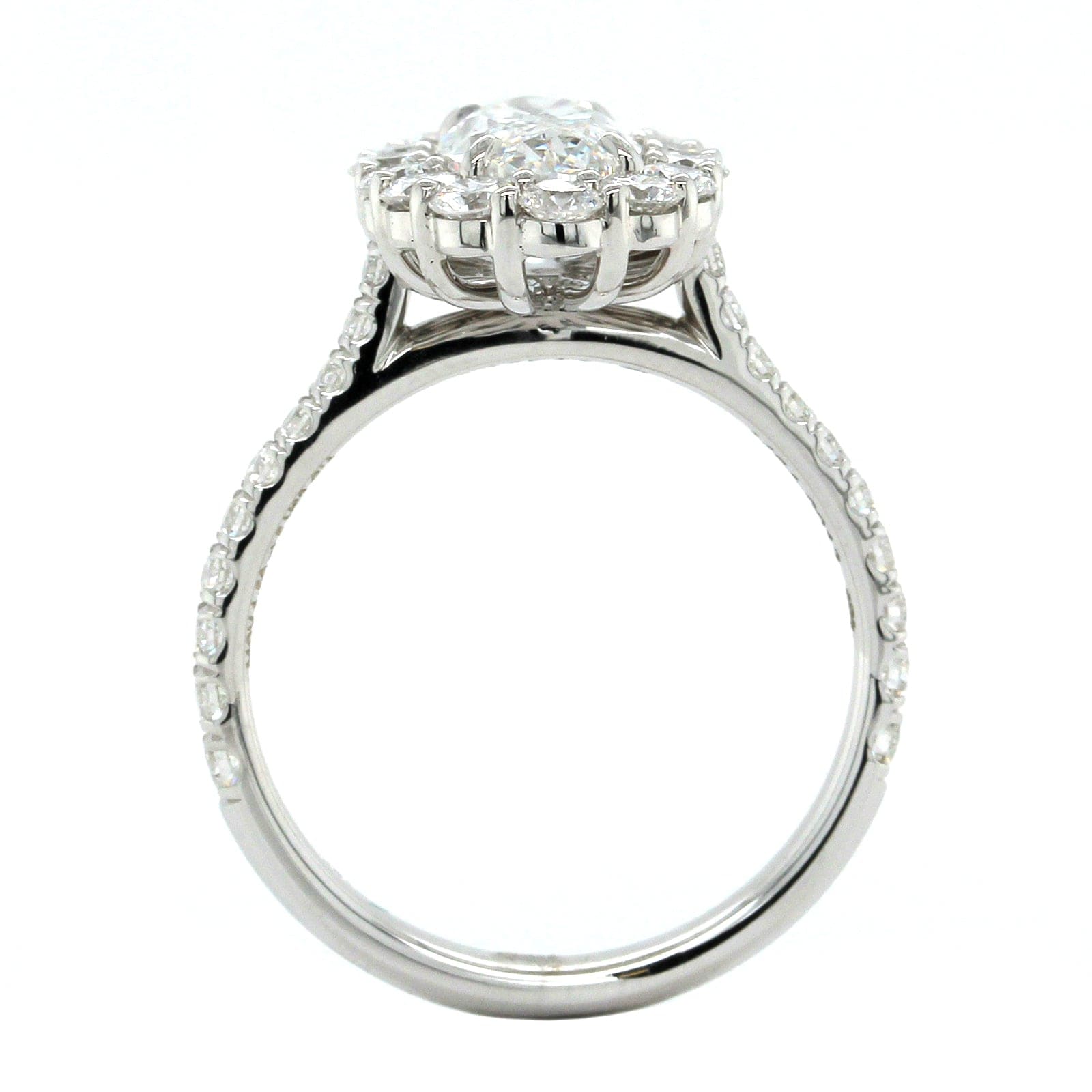 18K White Gold Oval Diamond Halo Engagement Ring, 18k white gold, Long's Jewelers