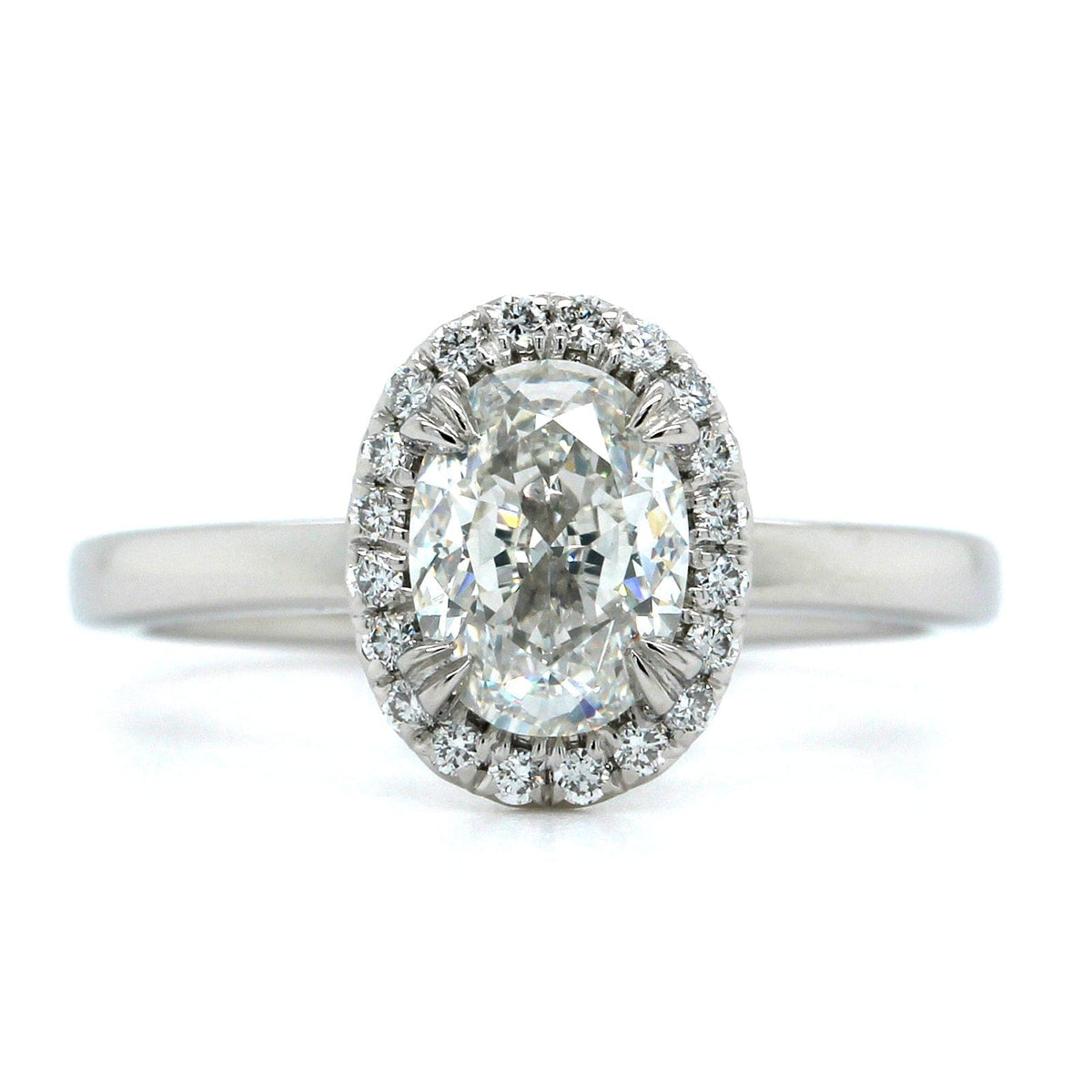 Platinum Oval Diamond Halo Engagement Ring, Platinum, Long's Jewelers