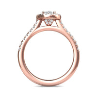 18K Rose Gold Oval Halo Micro-Pave Engagement Ring