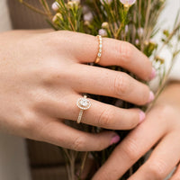 18K Rose Gold Oval Halo Micro-Pave Engagement Ring