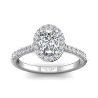 18K White Gold Oval Halo Micro-Pave Engagement Ring