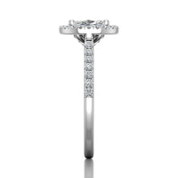 18K White Gold Oval Halo Micro-Pave Engagement Ring
