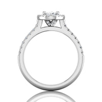 18K White Gold Oval Halo Micro-Pave Engagement Ring