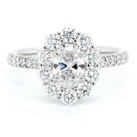 18K White Gold Oval Halo Engagement Ring
