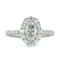 18K White Gold Oval Diamond Halo Engagement Ring, 18k white gold, Long's Jewelers