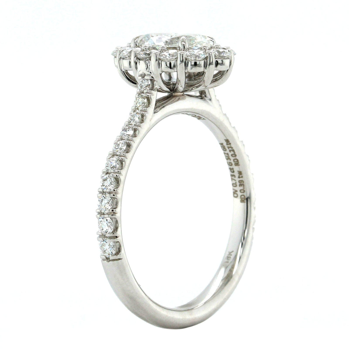 18K White Gold Oval Diamond Halo Engagement Ring, 18k white gold, Long's Jewelers