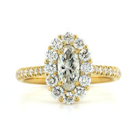 18K Yellow Gold Oval Diamond Halo Engagement Ring, 18k yellow gold, Long's Jewelers