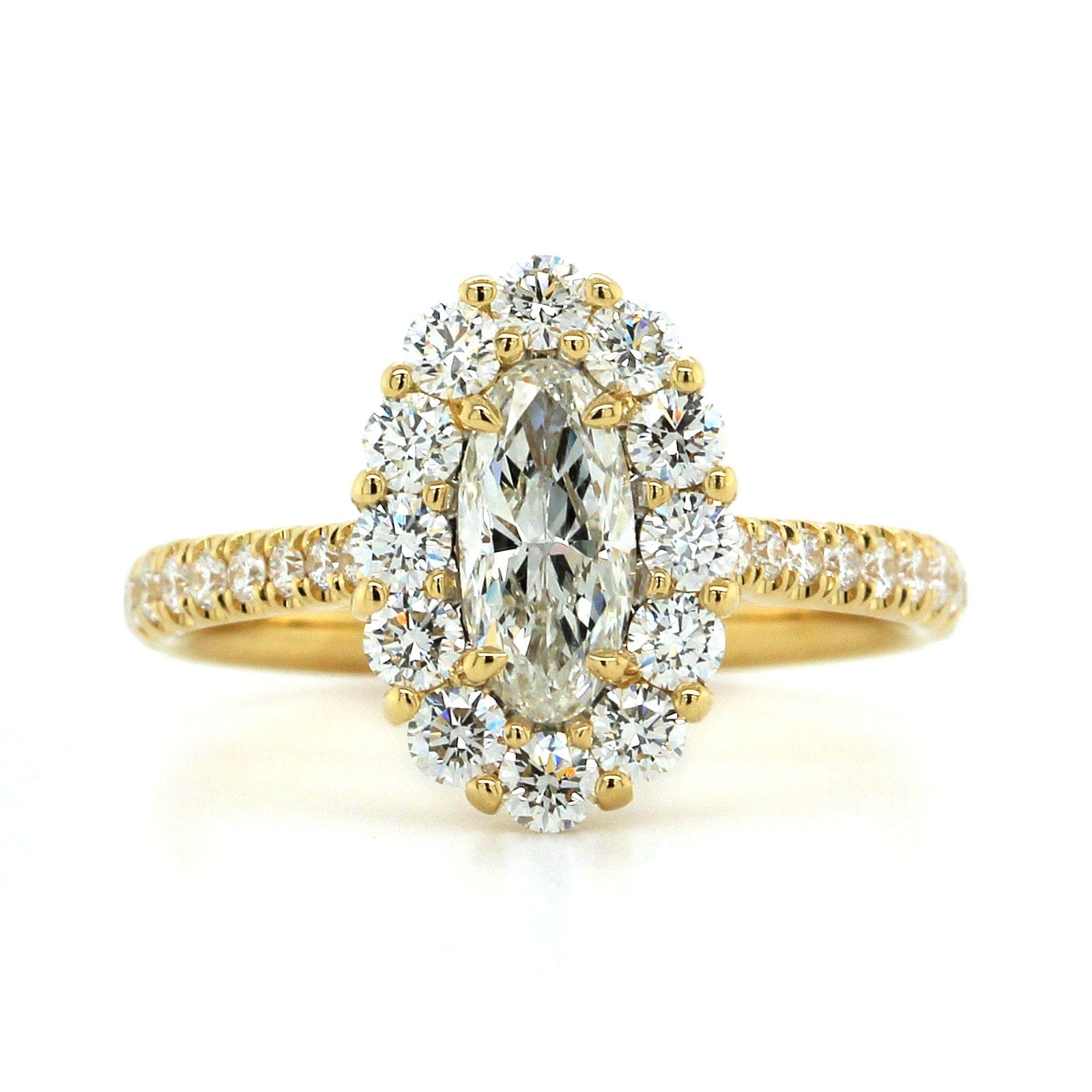 18K Yellow Gold Oval Diamond Halo Engagement Ring, 18k yellow gold, Long's Jewelers