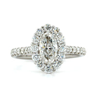 18K White Gold Oval Diamond Halo Engagement Ring, 18k white gold, Long's Jewelers