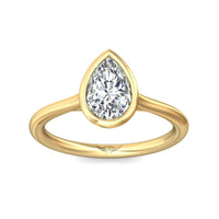 18K Yellow Gold Bezel Set Pear Shape Diamond Engagement Ring