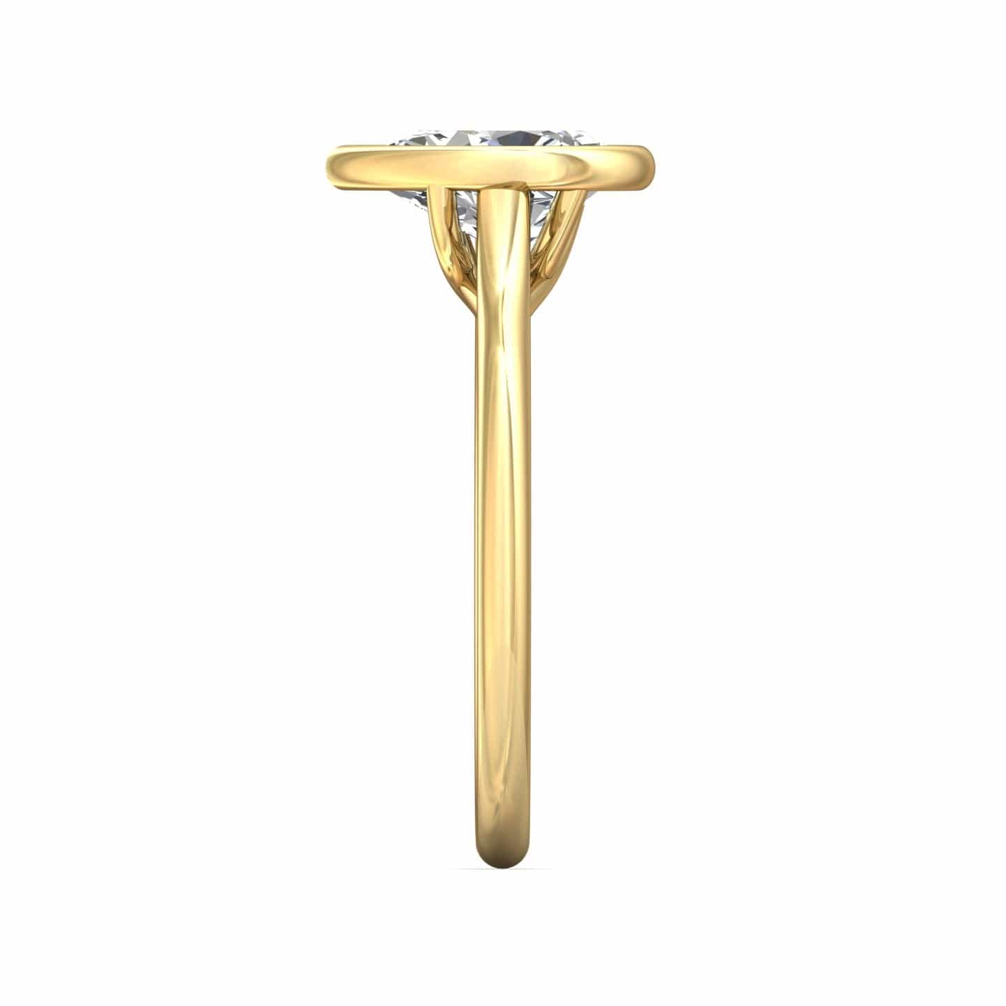 18K Yellow Gold Bezel Set Pear Shape Diamond Engagement Ring