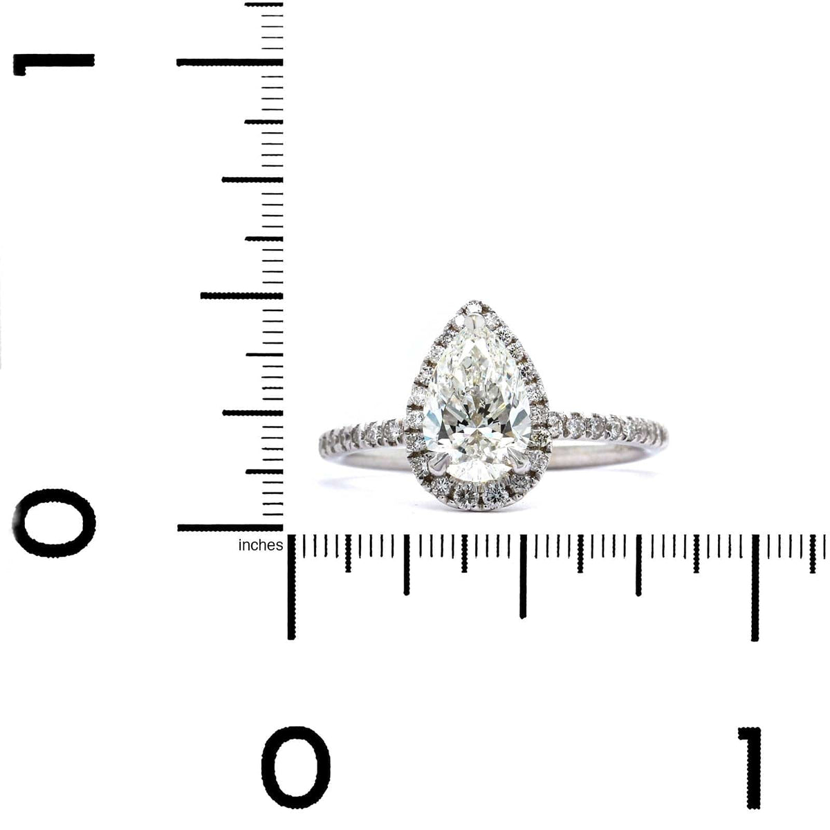 18K White Gold Pear Shaped Halo Engagement Ring