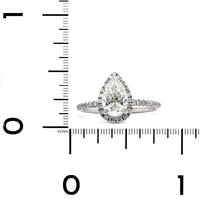 18K White Gold Pear Shaped Halo Engagement Ring