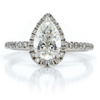 18K White Gold Pear Shaped Halo Engagement Ring