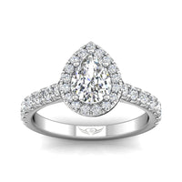 18K White Gold Pear Shaped Diamond Halo Engagement Ring