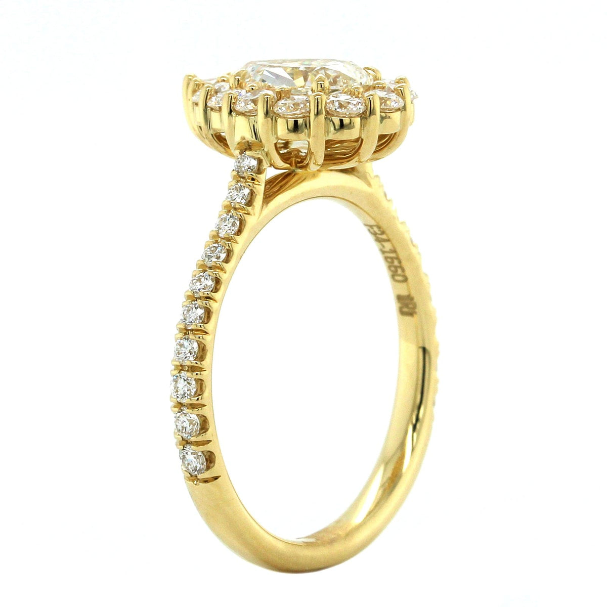 18K Yellow Gold Pear Shape Diamond Halo Engagement Ring, 18k yellow gold, Long's Jewelers