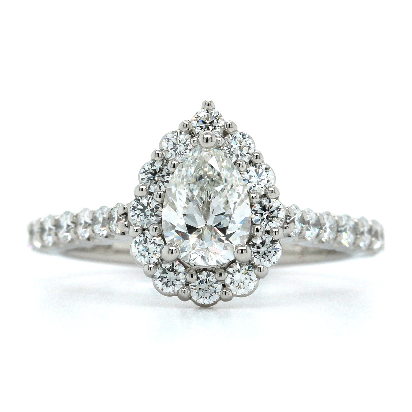 Platinum Pear Shape Diamond Halo Engagement Ring