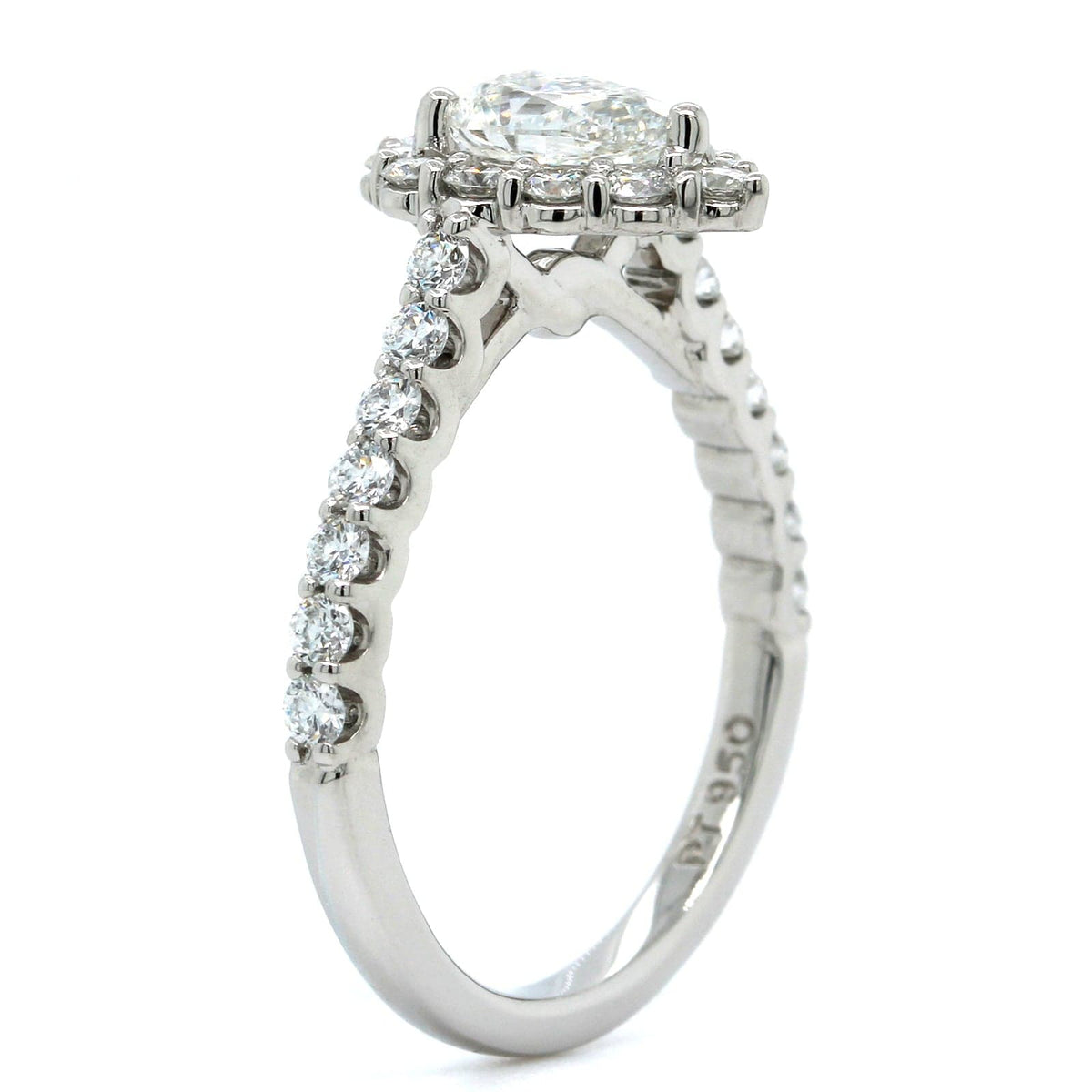 Platinum Pear Shape Diamond Halo Engagement Ring