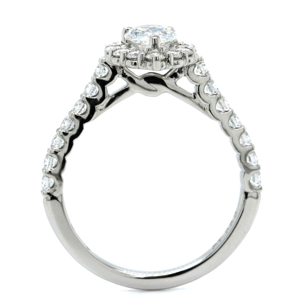 Platinum Pear Shape Diamond Halo Engagement Ring