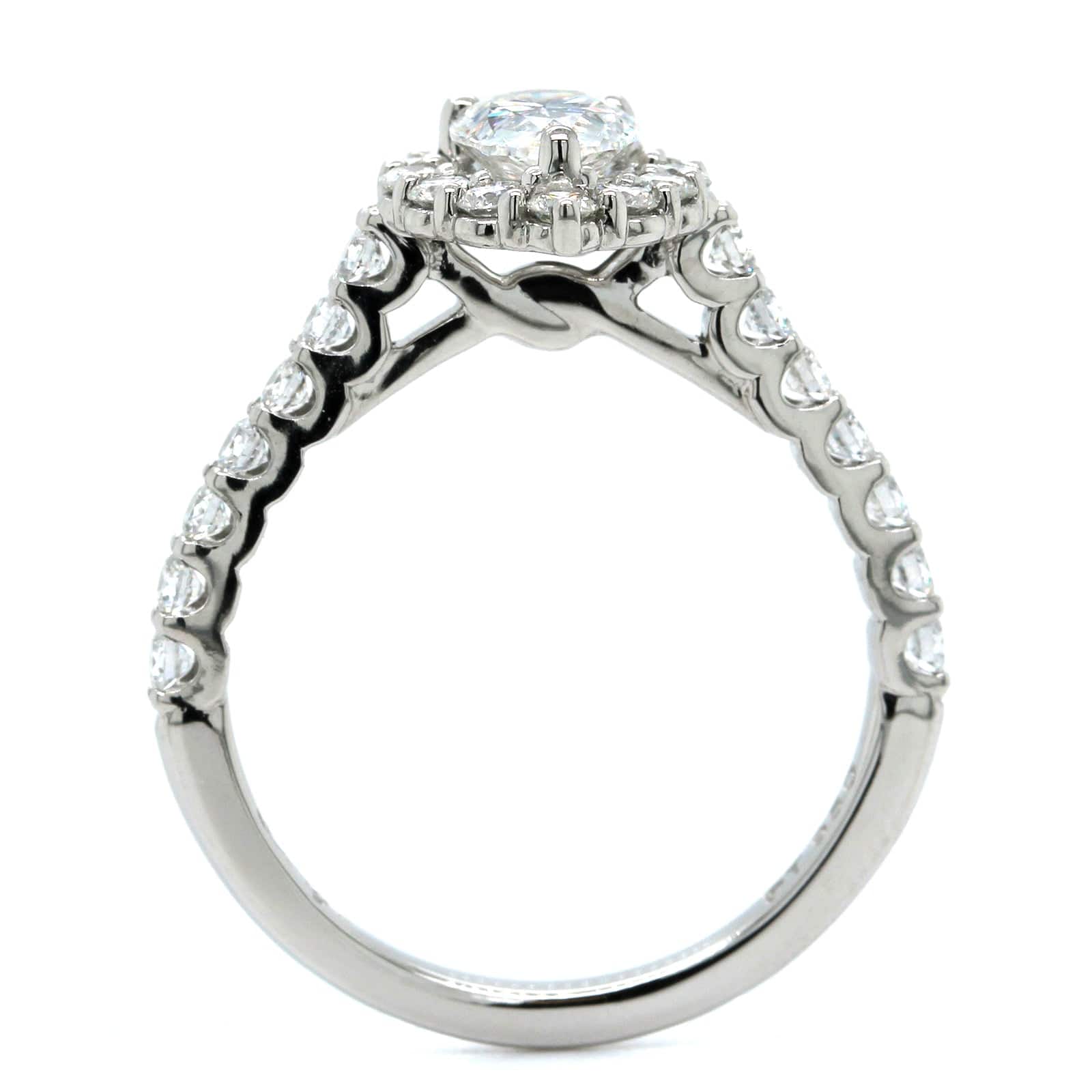 Platinum Pear Shape Diamond Halo Engagement Ring