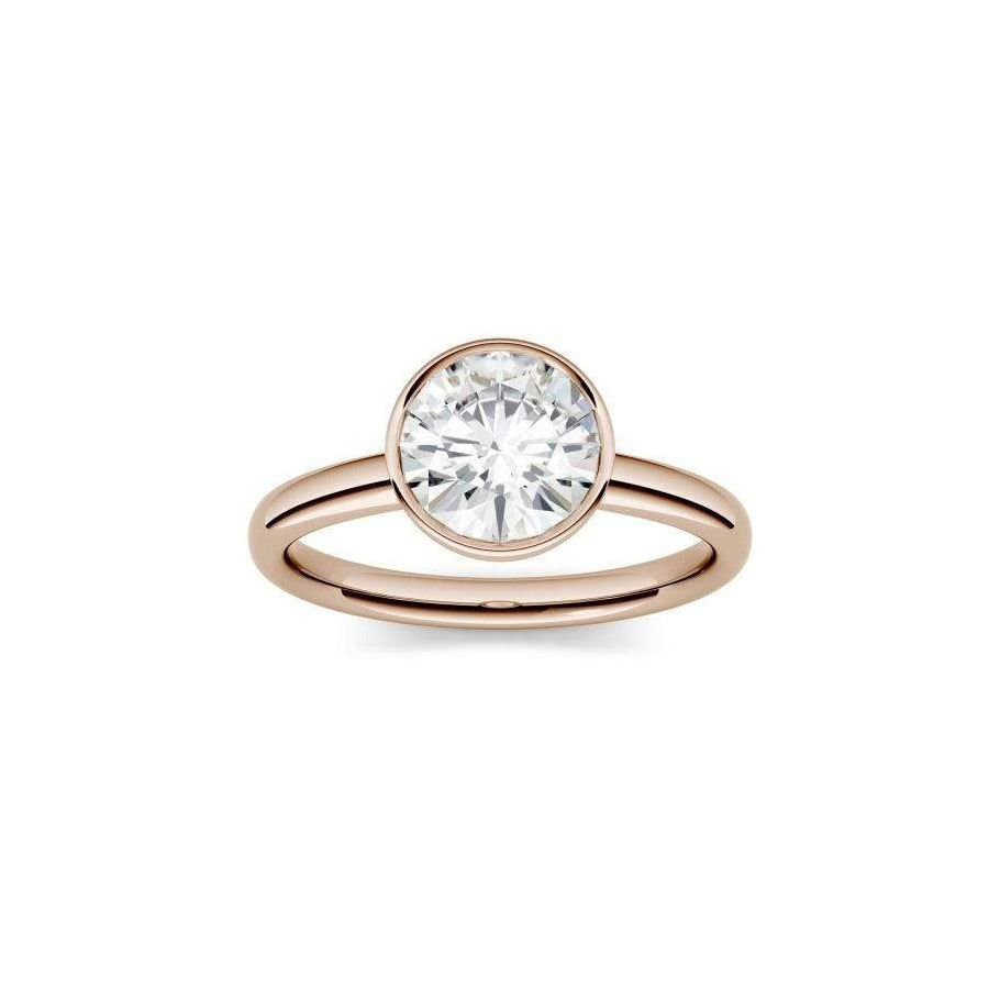 18K Rose Gold Bezel Set Diamond Engagement Ring