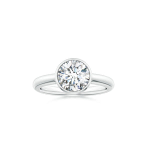 18K White Gold Bezel Set Diamond Engagement Ring