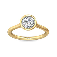 18K Yellow Gold Bezel Set Round Diamond Engagement Ring