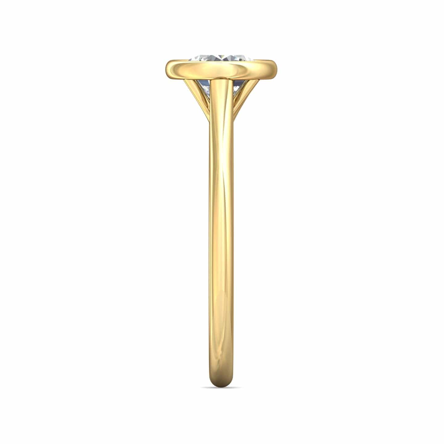 18K Yellow Gold Bezel Set Round Diamond Engagement Ring