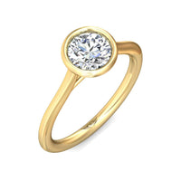 18K Yellow Gold Bezel Set Round Diamond Engagement Ring