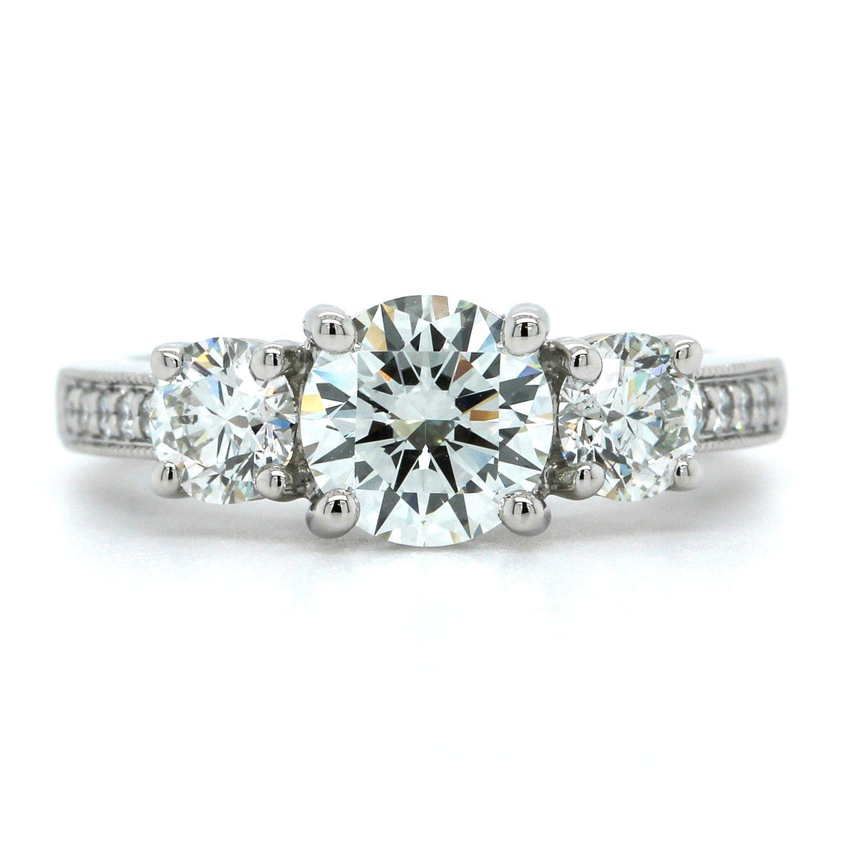 Platinum 3 Stone Diamond Engagement Ring, Platinum, Long's Jewelers