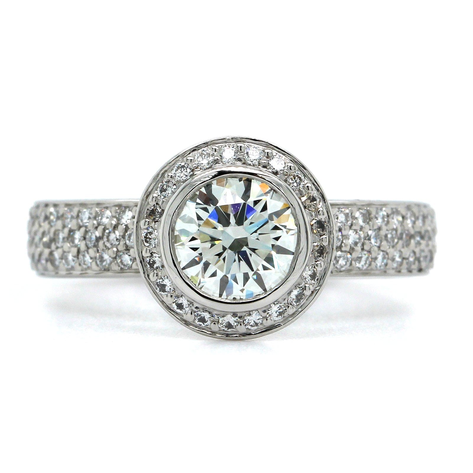 Platinum Round Diamond Halo Engagement Ring