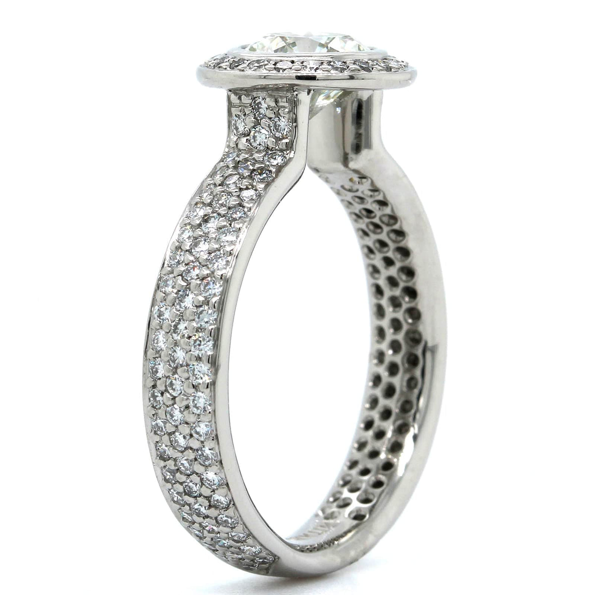 Platinum Round Diamond Halo Engagement Ring