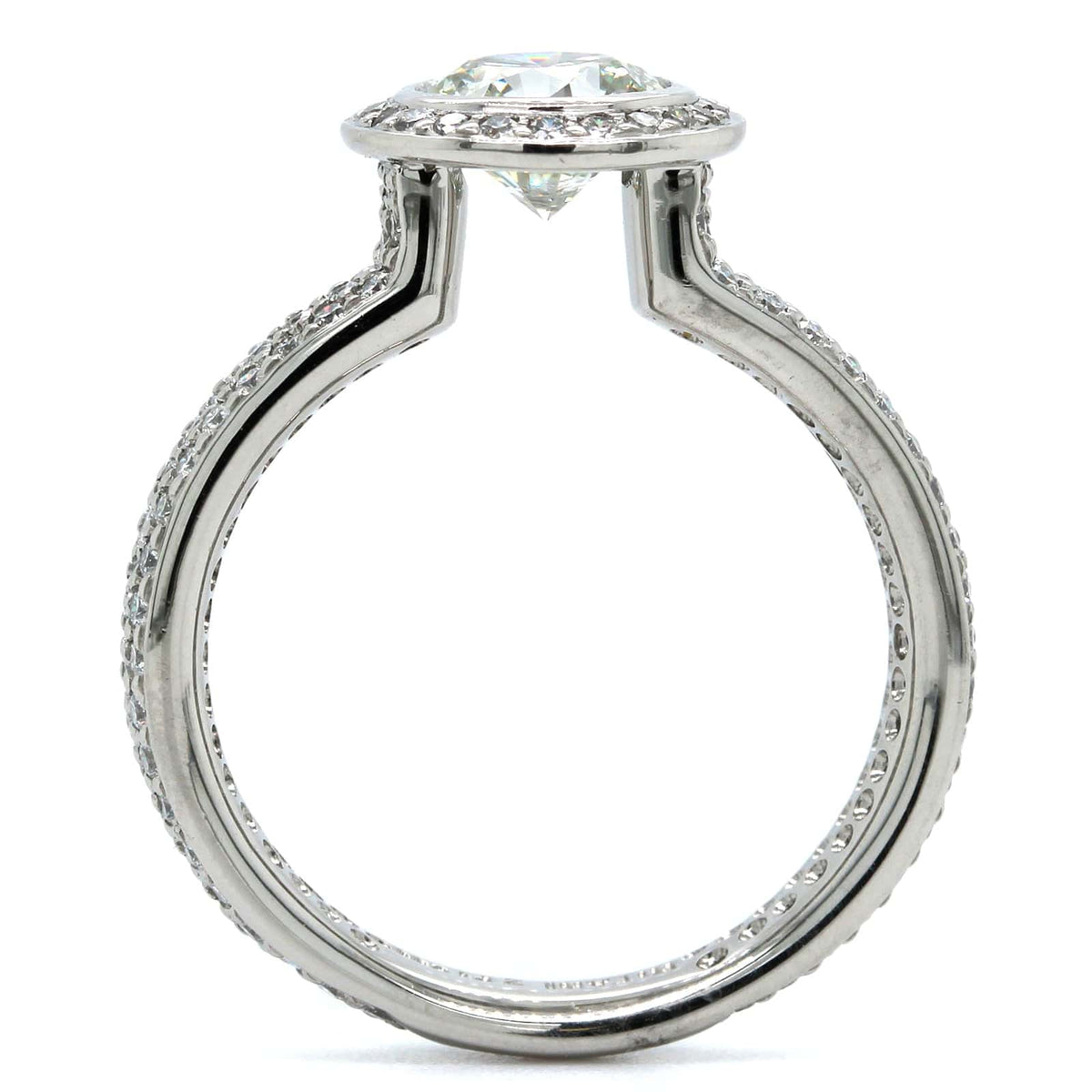 Platinum Round Diamond Halo Engagement Ring