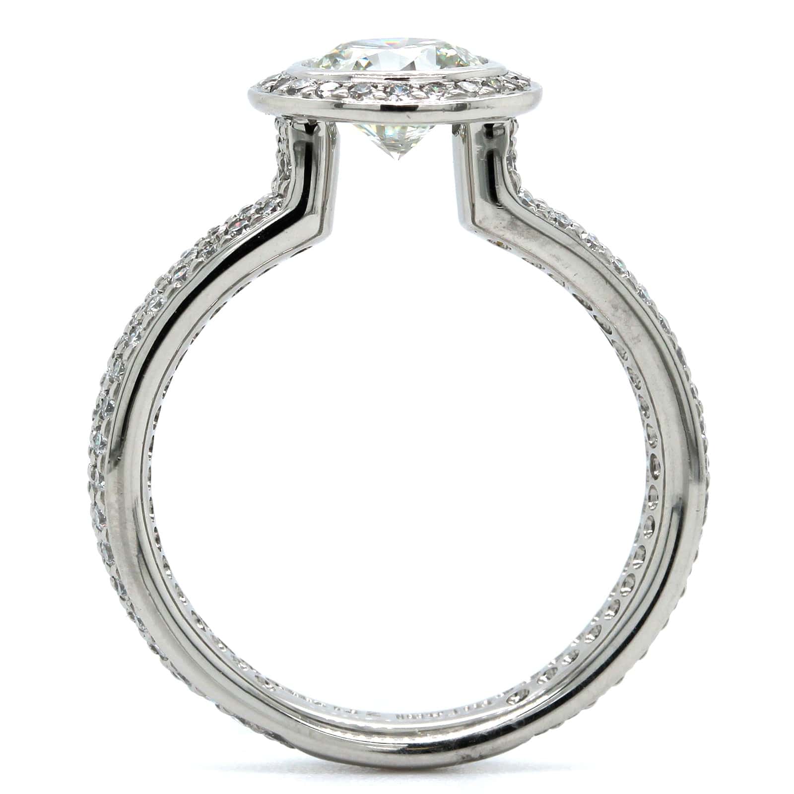 Platinum Round Diamond Halo Engagement Ring